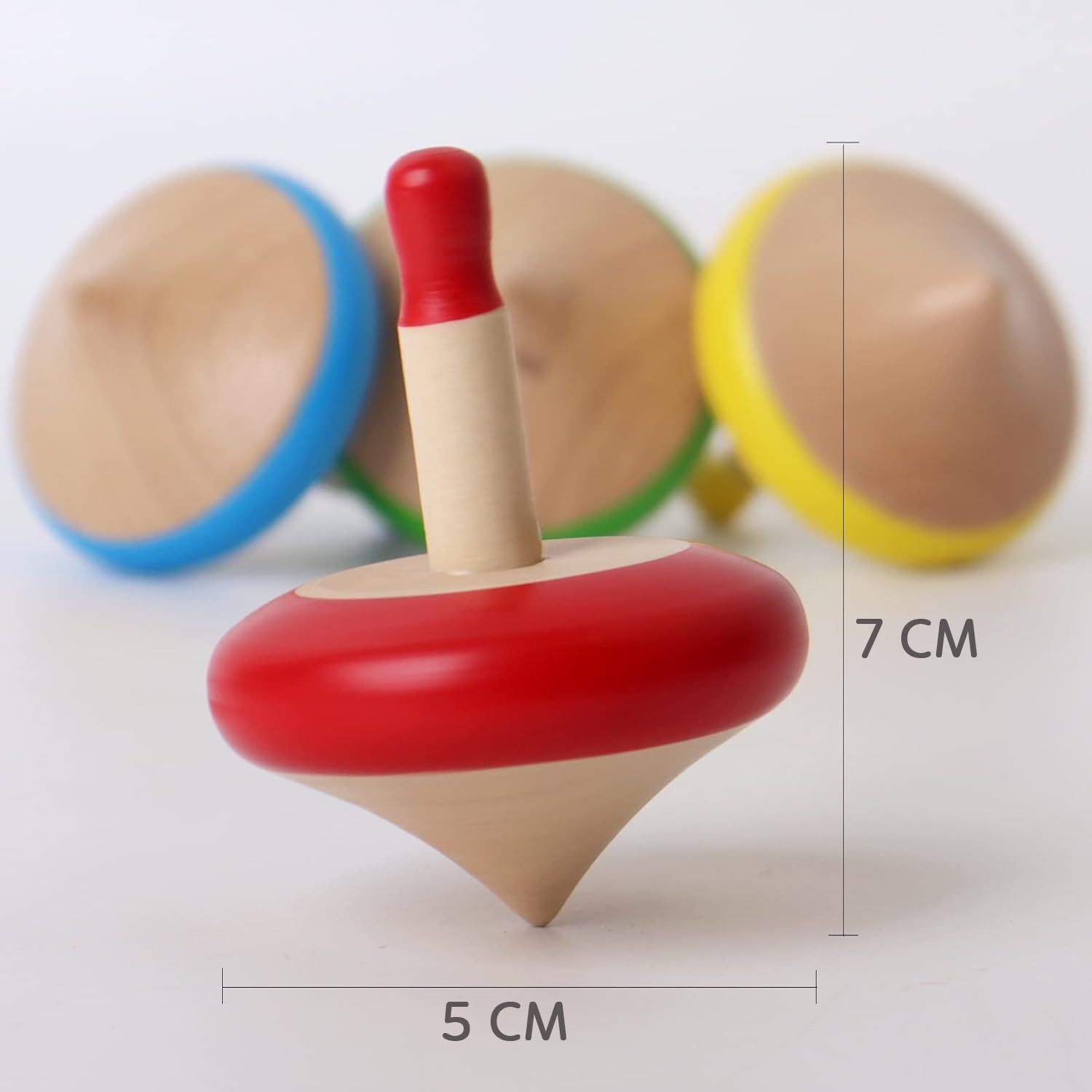 Wudly Colorful Wooden Spinning Tops Set (Set of 4 colors) (3 Years+)