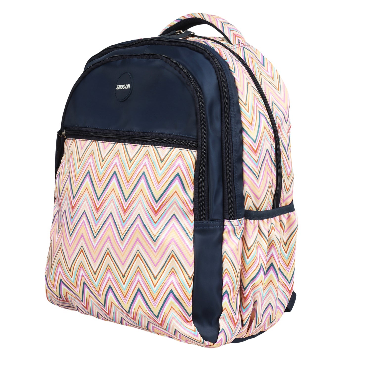 Novex Snug-On Zig-Zagar Printed Unisex Kids School Bag with Stationary Pouch for 6th to 10th Class - 19 Inch | Backpack for 12-16 Years Kids