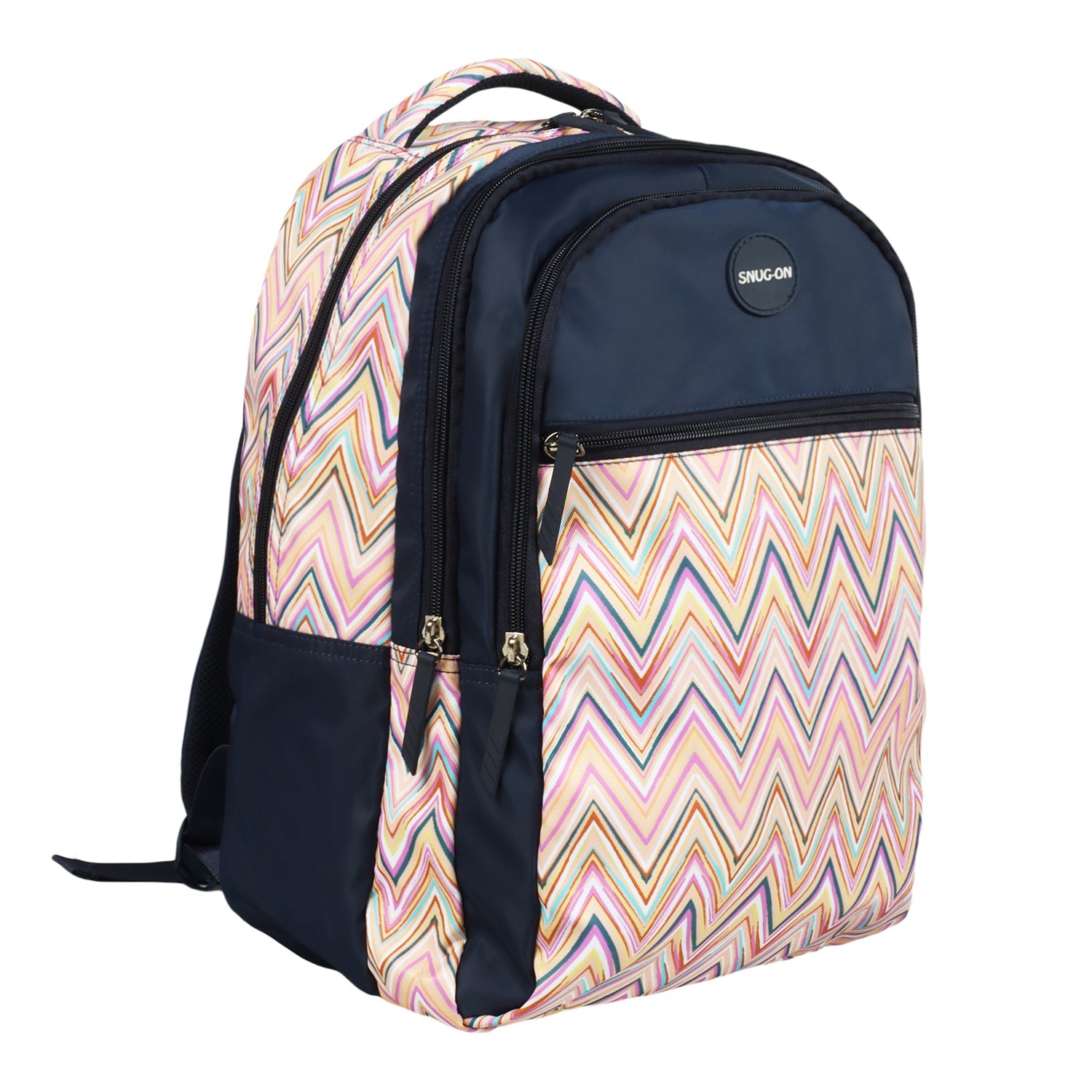 Novex Snug-On Zig-Zagar Printed Unisex Kids School Bag with Stationary Pouch for 6th to 10th Class - 19 Inch | Backpack for 12-16 Years Kids