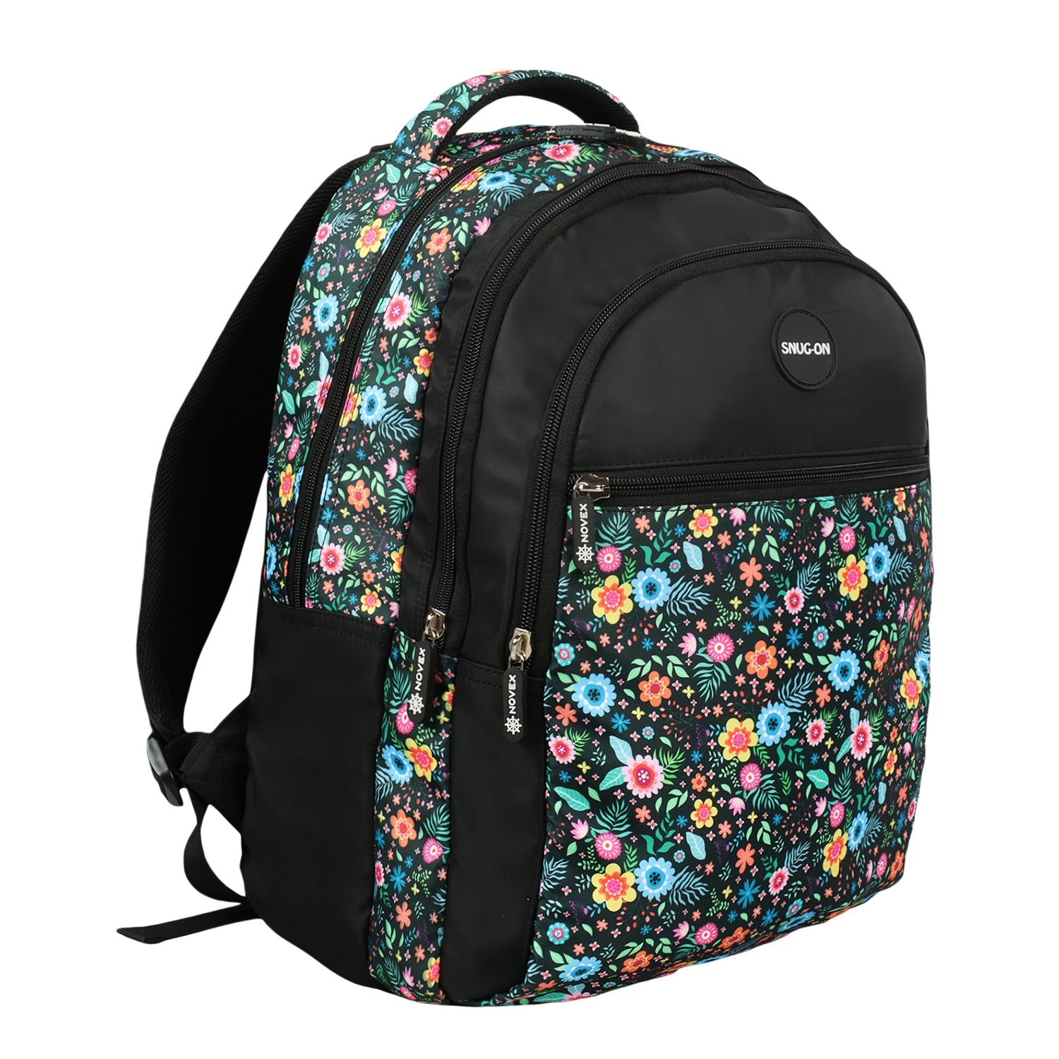 Novex Snug-On Sweet Pea Printed Girl Kids School Bag with Stationary Pouch for 3rd to 5th Class - 17 Inch | Backpack for 9-11 Years Kids