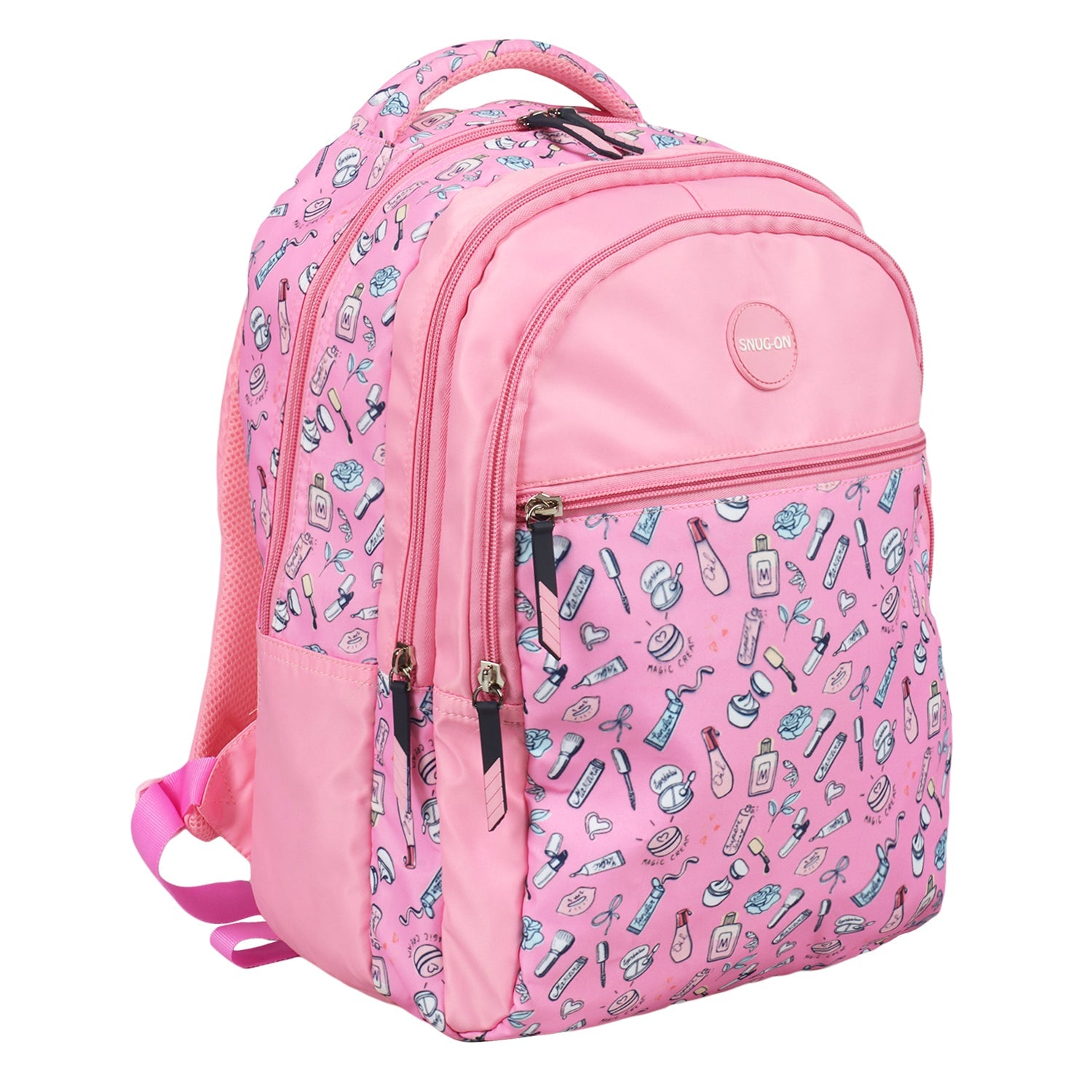 Novex Snug-On Vibes Printed Girl Kids School Bag with Stationary Pouch for 3rd to 5th Class - 17 Inch | Backpack for 9-11 Years Kids
