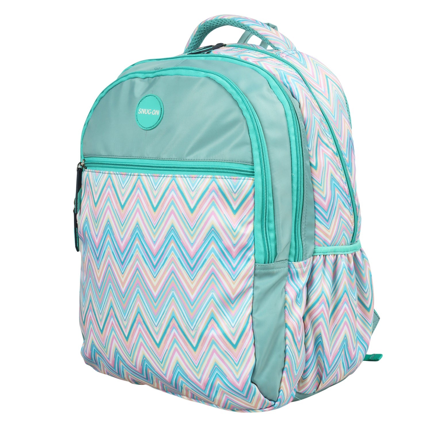 Novex Snug-On Zig-Zagar Printed Unisex Kids School Bag with Stationary Pouch for 6th to 10th Class - 19 Inch | Backpack for 12-16 Years Kids