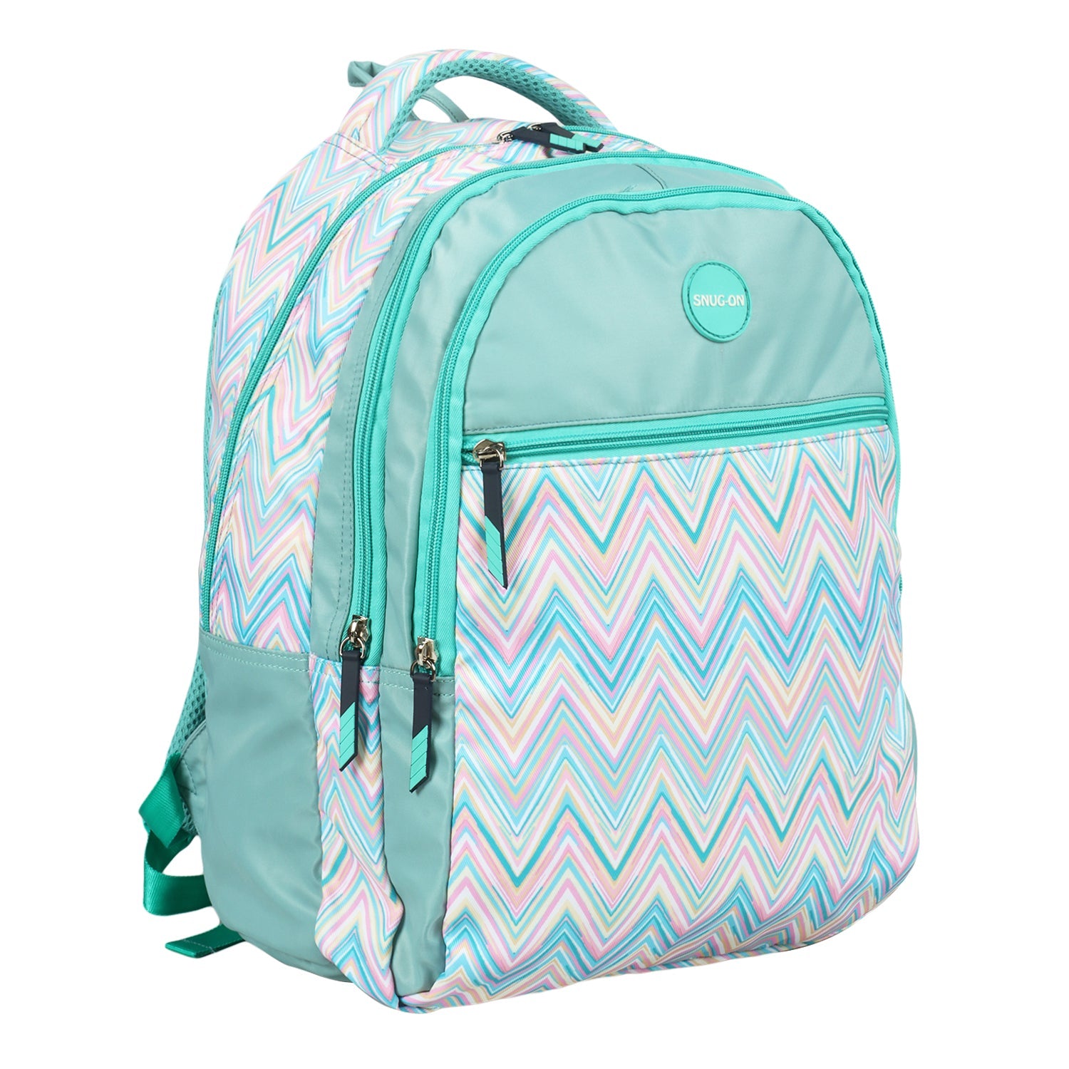 Novex Snug-On Zig-Zagar Printed Unisex Kids School Bag with Stationary Pouch for 6th to 10th Class - 19 Inch | Backpack for 12-16 Years Kids