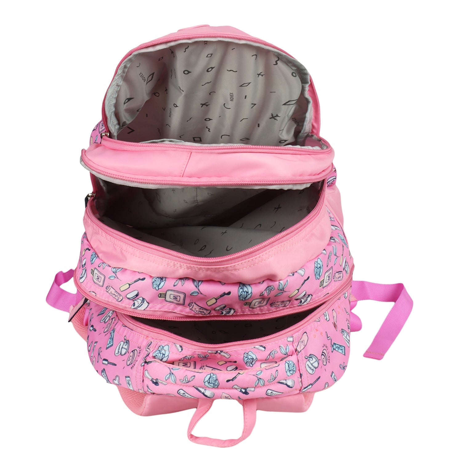 Novex Snug-On Vibes Printed Girl Kids School Bag with Stationary Pouch for 3rd to 5th Class - 17 Inch | Backpack for 9-11 Years Kids