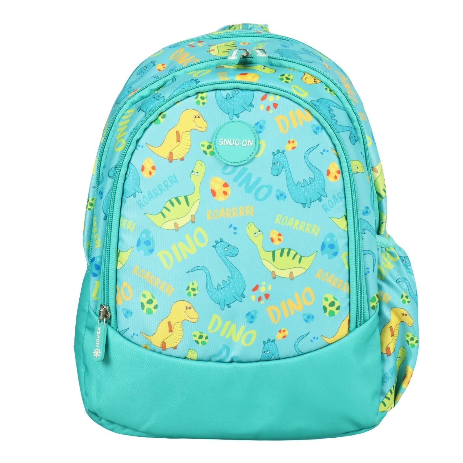 Novex Snug-On Dino Printed Boy Kids School Bag for Nursery to 2nd Class - 15 Inch | Backpack for 5-8 Years Kids