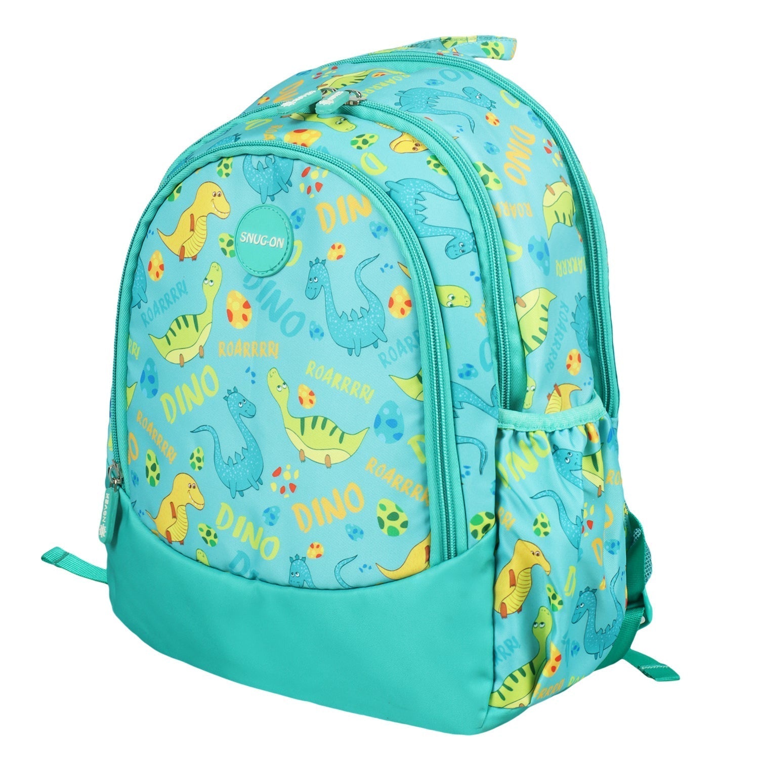 Novex Snug-On Dino Printed Boy Kids School Bag for Nursery to 2nd Class - 15 Inch | Backpack for 5-8 Years Kids
