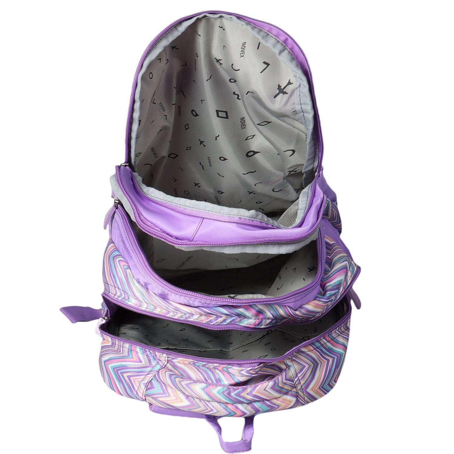 Novex Snug-On Zig-Zagar Printed Unisex Kids School Bag with Stationary Pouch