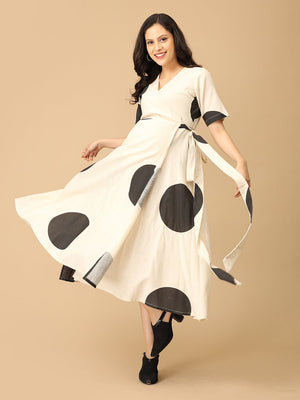 In a Dotty Mood Maternity and Nursing Wrap Dress - DRS - SK - IADM - S