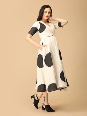 In a Dotty Mood Maternity and Nursing Wrap Dress - DRS - SK - IADM - S