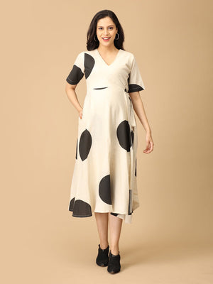 In a Dotty Mood Maternity and Nursing Wrap Dress - DRS - SK - IADM - S