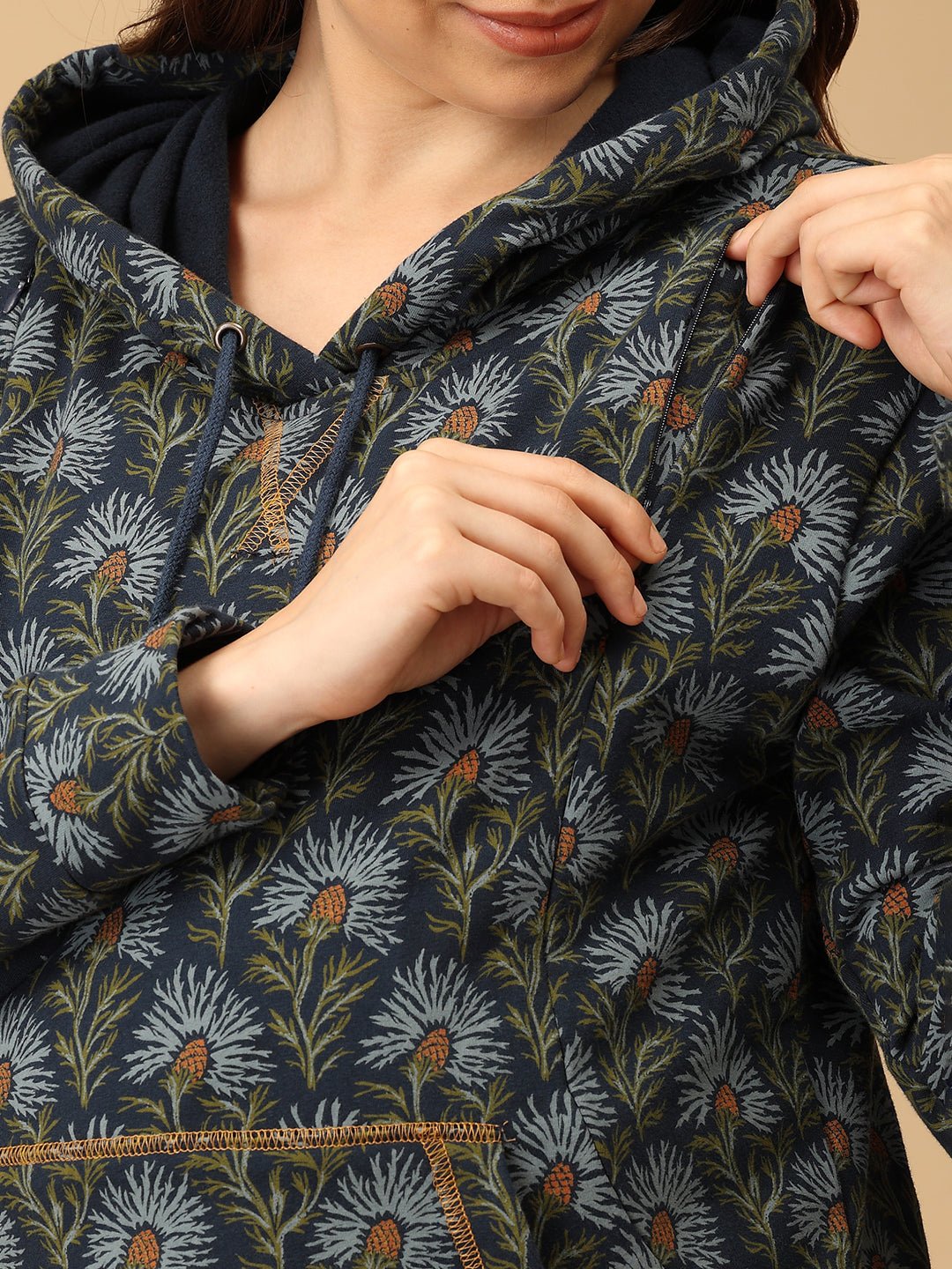 In Bloom & Blue Maternity And Nursing Hoodie Pajama Loungewear Set - NW - SD - INBBLU - S