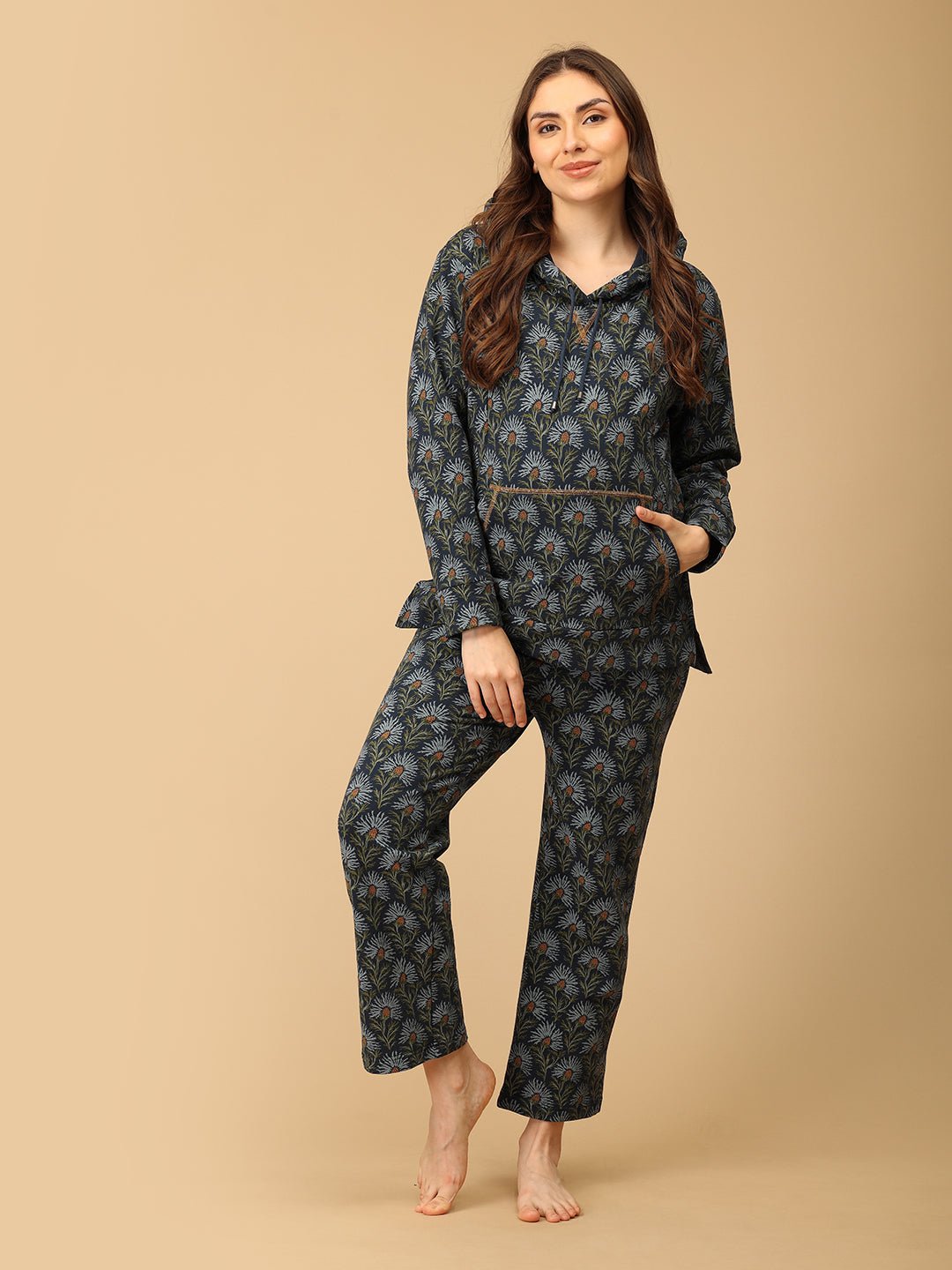 In Bloom & Blue Maternity And Nursing Hoodie Pajama Loungewear Set - NW - SD - INBBLU - S