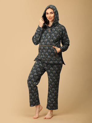 In Bloom & Blue Maternity And Nursing Hoodie Pajama Loungewear Set - NW - SD - INBBLU - S