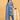 Model wearing Indigo Mode Maternity and Nursing Kurta Set With Dupatta featuring blue and grey ikat print with matching dupatta.