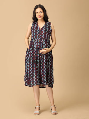 Indigo Vortex Maternity and Nursing Dress - DRS - SK - INDVR - S