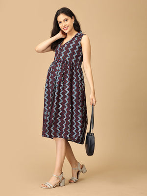 Indigo Vortex Maternity and Nursing Dress - DRS - SK - INDVR - S