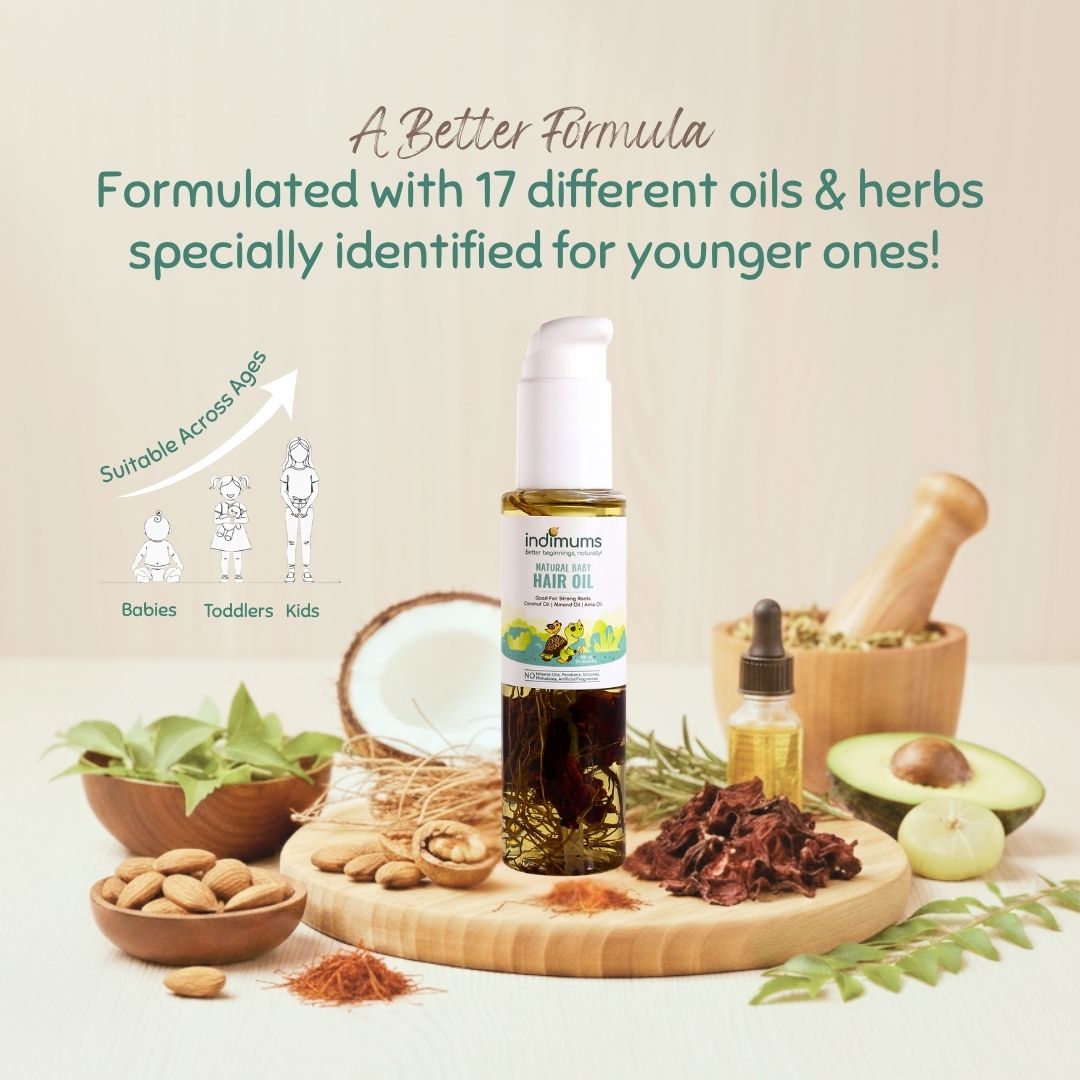Indimums Baby Hair Growth Oil | Healthy Scalp & Strong Roots | 100 ML - Baby Oil