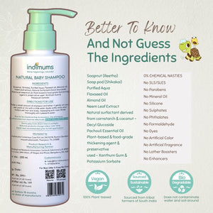 Indimums Reetha, Shikakai & Flaxseed Oil Shampoo for Newborn | 200 ML - P08