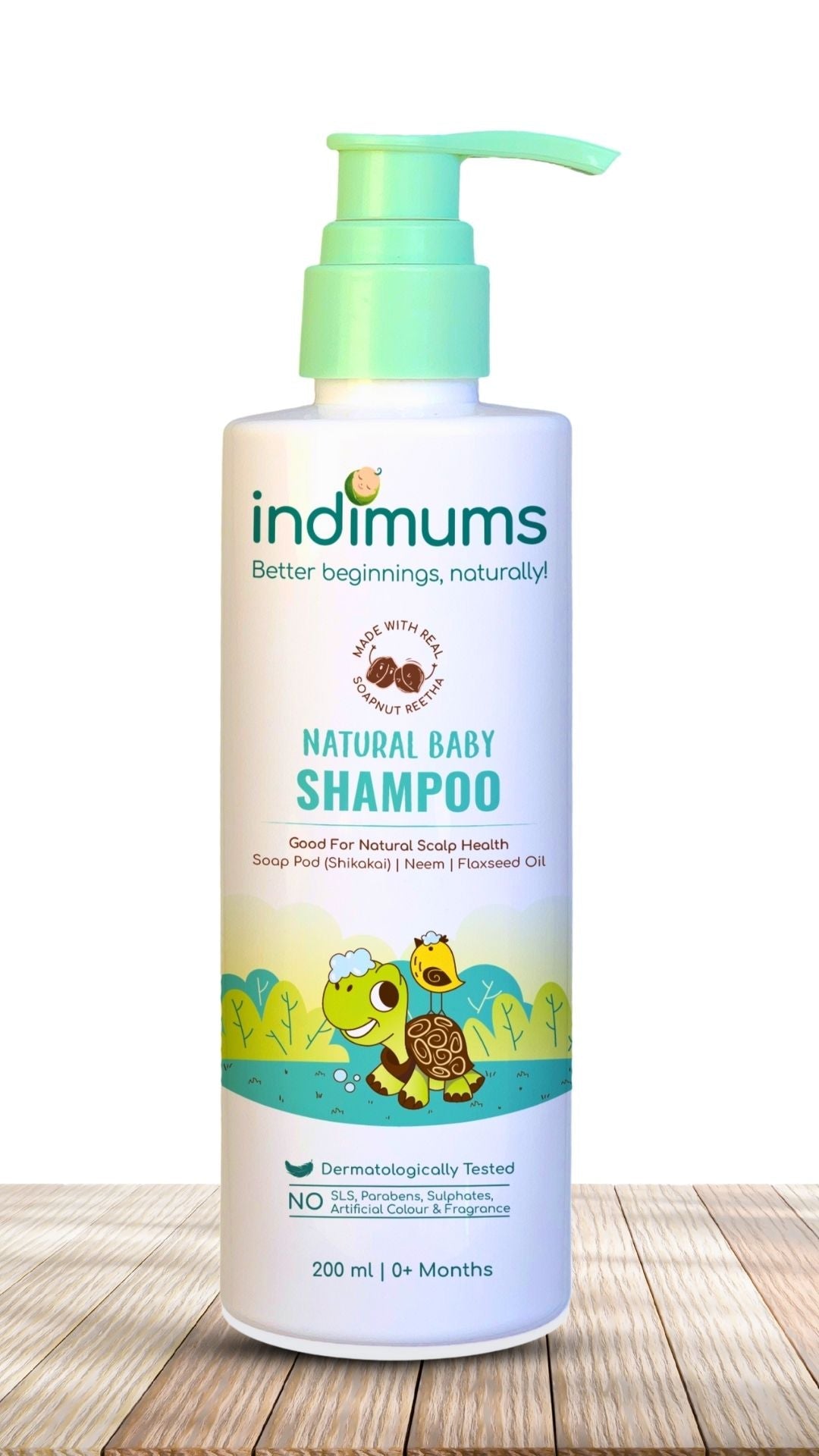 Indimums Reetha, Shikakai & Flaxseed Oil Shampoo for Newborn | 200 ML - P08