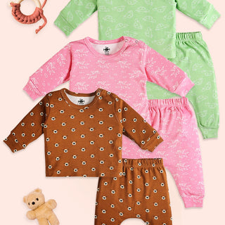 Infant Pajama Set Combo of 3: Vrrom Vrrom-Fairyland-Beary Best