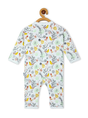 Picture of backside of a hanging jabla style romper with sparrow designs from the mom store