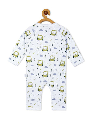 Picture of backside of a hanging jabla style romper with owl designs from the mom store