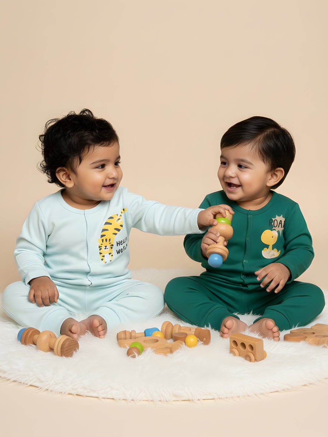 Infant Set Combo of 2: Dino Roar & Hello World - Preemie Infant Casual Set