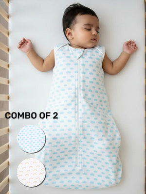 Infant Sleeping Bag Combo Of 2: Happy Cloud - Magic Bow - Onesize Baby Sleeping Bag