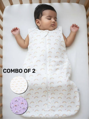 Infant Sleeping Bag Combo Of 2: Lavender Twinkle and Magic Bow - Onesize Baby Sleeping Bag