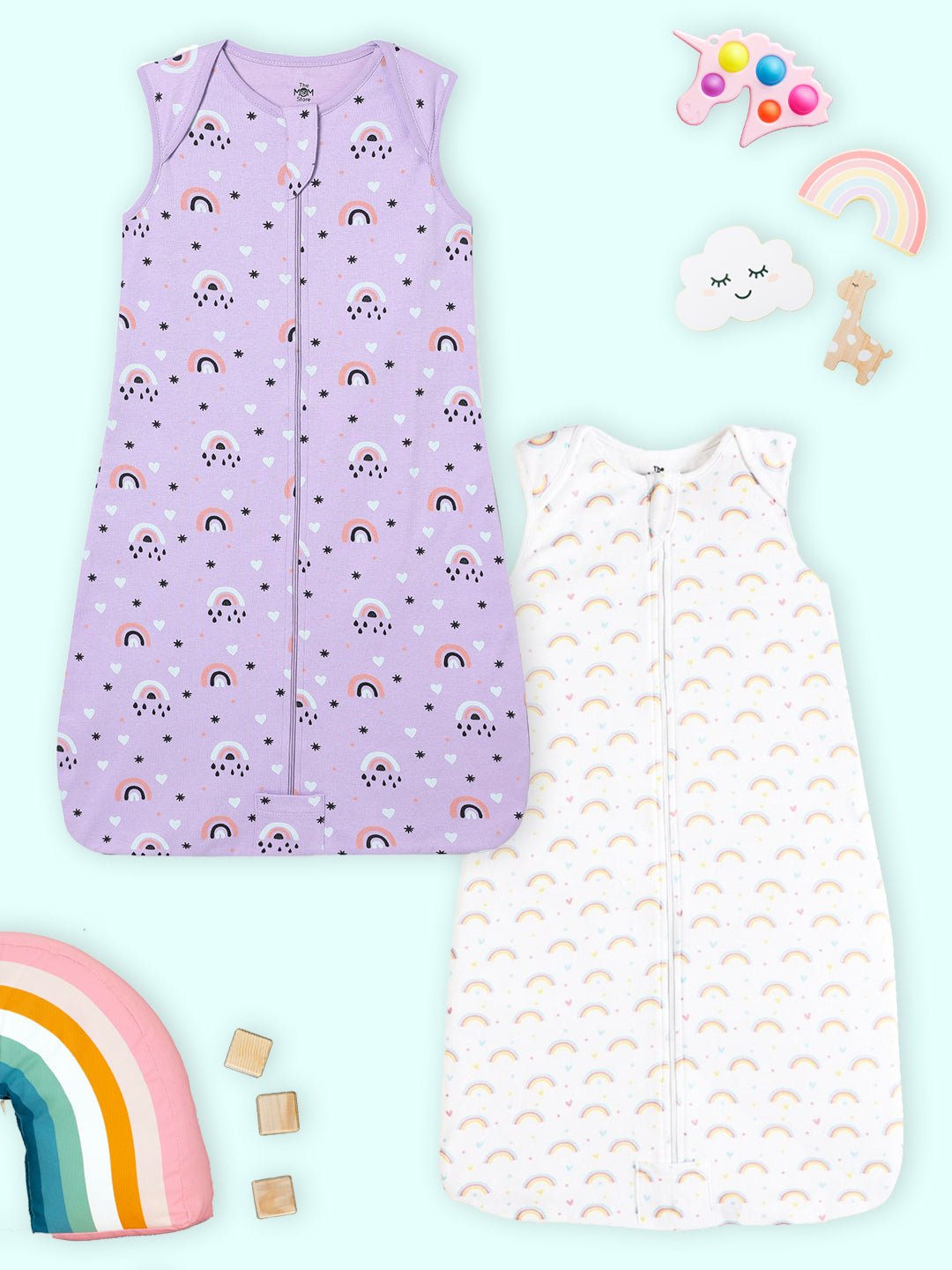 Infant Sleeping Bag Combo Of 2: Lavender Twinkle and Magic Bow - SLBG2 - LVTMBW