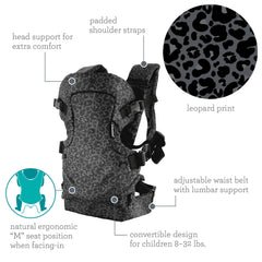 Infantino Baby Carrier Black Leopard Birth to 36 Months | The Mom Store - Baby Carrier