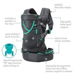 Infantino Baby Carrier Grey Black Birth to 48 Months | The Mom Store - Baby Carrier