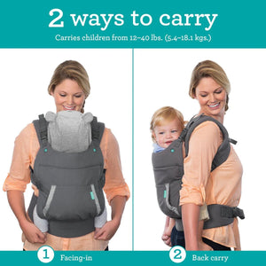 Infantino Cuddle Up Ergonomic Hoodie Carrier (2 - way) Grey - 300192