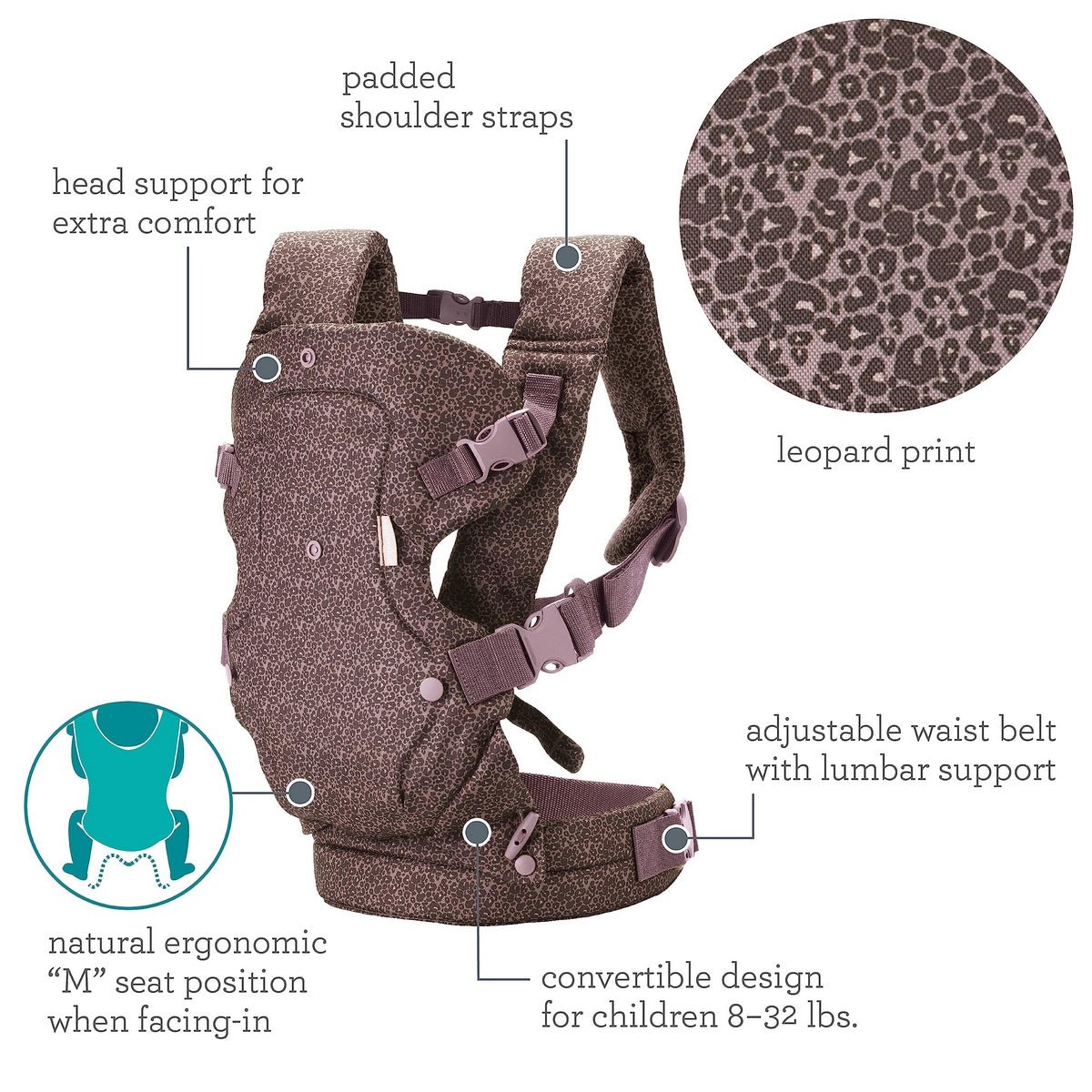 Infantino Flip 4 - In - 1 Convertible Carrier Leopard - 300115