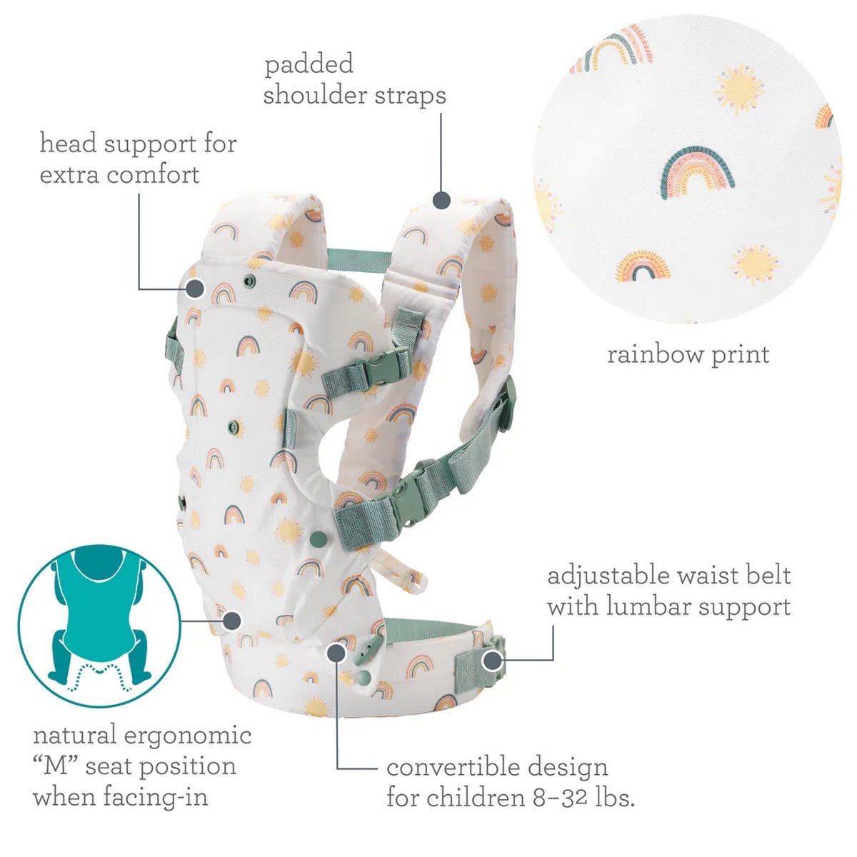 Infantino Flip 4 - In - 1 Convertible Carrier Rainbow - 300117