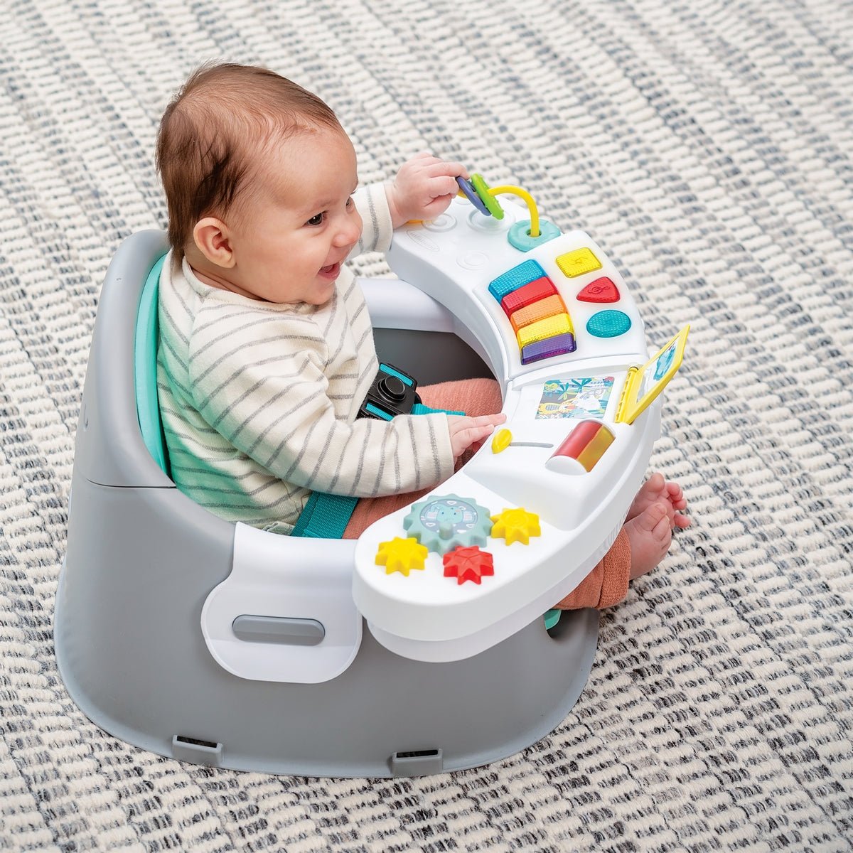 Infantino Music & Lights 3 - In - 1 Discovery Seat & Booster Teal & Grey - 303038
