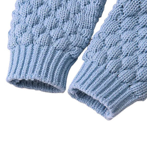 Infants Baby Blue Knitted Cardigan Sweater with Pom Pom Hoodie - 6 - 12 Months Winter Wear