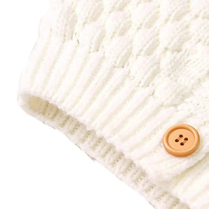 Infants Ivory White Knitted Cardigan Sweater with Pom Pom Hoodie - 6 - 12 Months Winter Wear