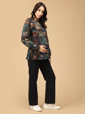 Ink - redible Waves Maternity and Nursing Sweatshirt - MNSWT - SD - IRDW - S