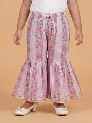 Ivory Bagicha Girls Anarkali Kurta Sharara Set - 0-6 Months Girls Ethnic Set