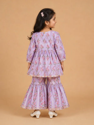 Ivory Bagicha Girls Anarkali Kurta Sharara Set - 0-6 Months Girls Ethnic Set