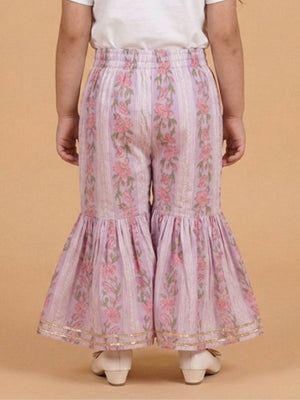 Ivory Bagicha Girls Anarkali Kurta Sharara Set - 0-6 Months Girls Ethnic Set
