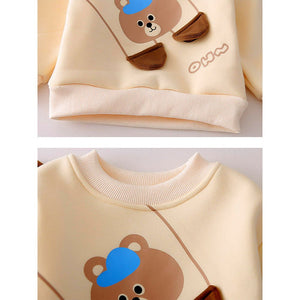 Ivory Bear 3D Legs 2pcs, Fleece winter Tracksuit Set for Kids - 2 - 3 Years Kids Clothing