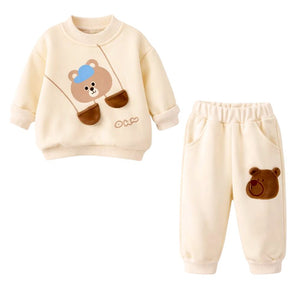 Ivory Bear 3D Legs 2pcs, Fleece winter Tracksuit Set for Kids - 2 - 3 Years Kids Clothing