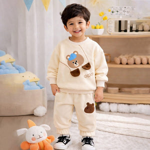 Ivory Bear 3D Legs 2pcs, Fleece winter Tracksuit Set for Kids - 2 - 3 Years Kids Clothing
