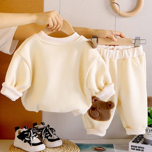 Ivory Bear 3D Legs 2pcs, Fleece winter Tracksuit Set for Kids - 2 - 3 Years Kids Clothing