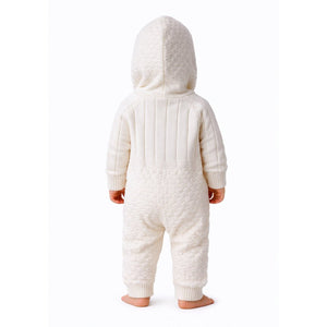 Ivory Crown Full Sleeves Jumpsuit Hoodie Winter Romper for Tiny Toddlers - 3 - 6 Months Winter Wear