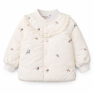 Ivory Deer & Mushroom Winter Jacket for Kids - 2 - 3 Years Winter Wear