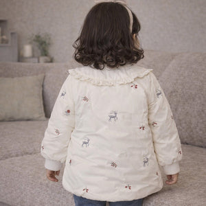 Ivory Deer & Mushroom Winter Jacket for Kids - 2 - 3 Years Winter Wear