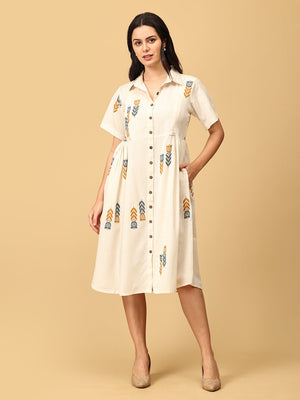 Ivory Éclat Khadi Women's Dress - S Women's Dress